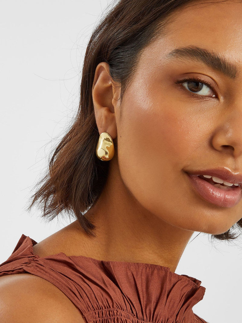 Accessorize Gold Tone Molten Curve Drop Earrings - British product