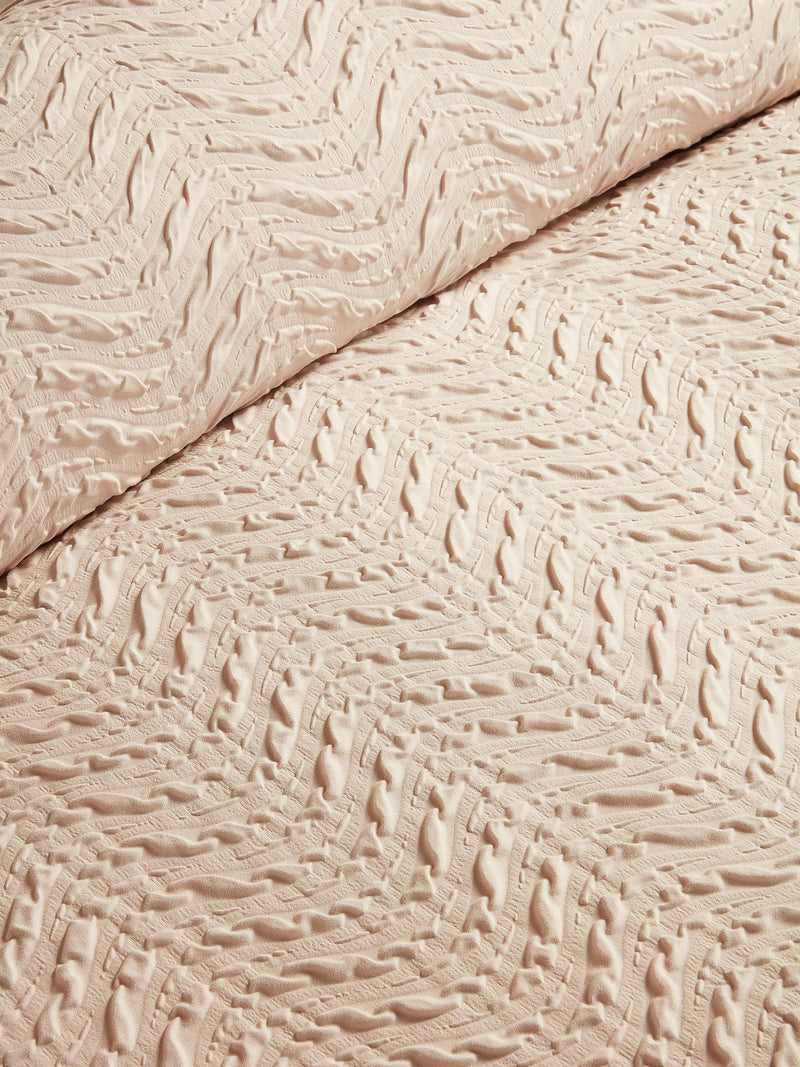 Serene Natural Embossed Curve Textured Duvet Cover Set