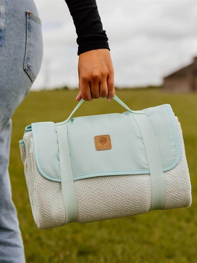 Bayside mint tote cooler bag with picnic rug 14L - British product