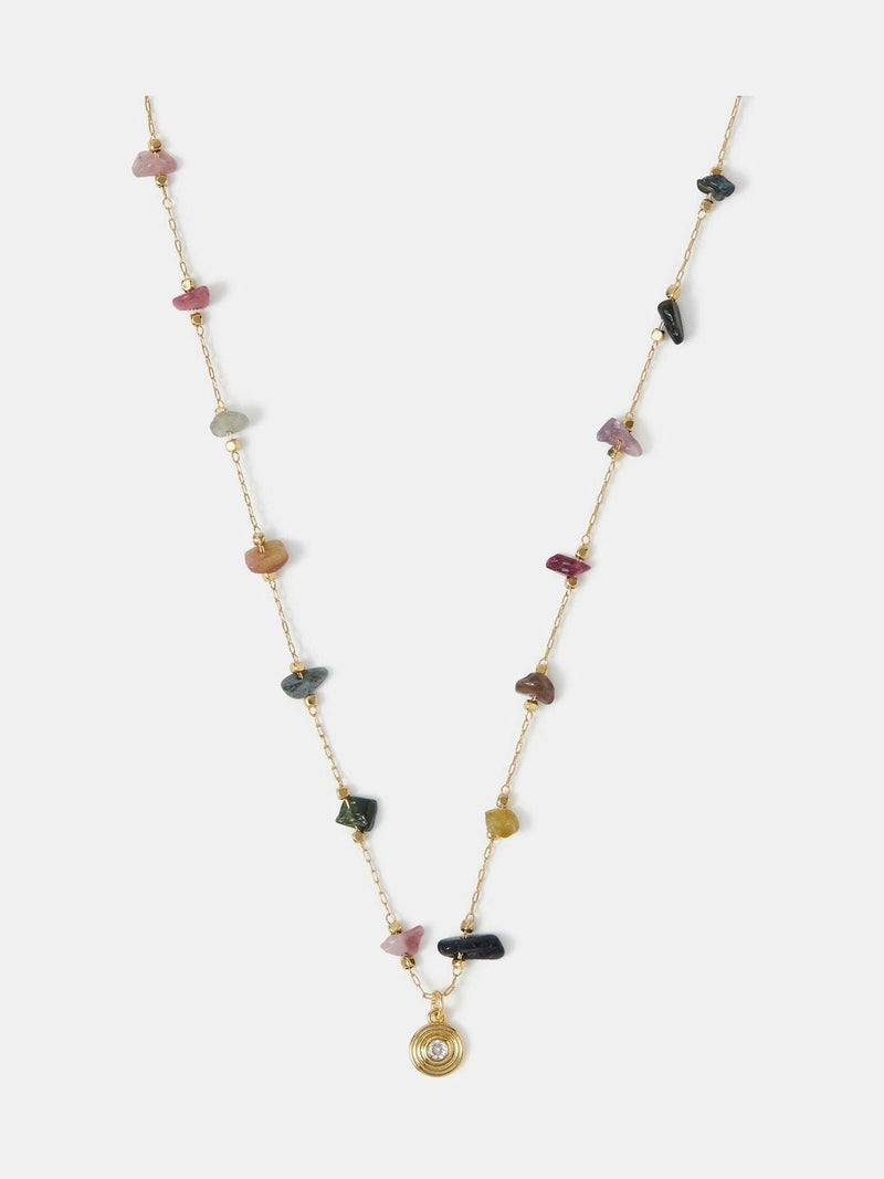 Accessorize 14ct Gold Semi-Precious Nugget Station Necklace