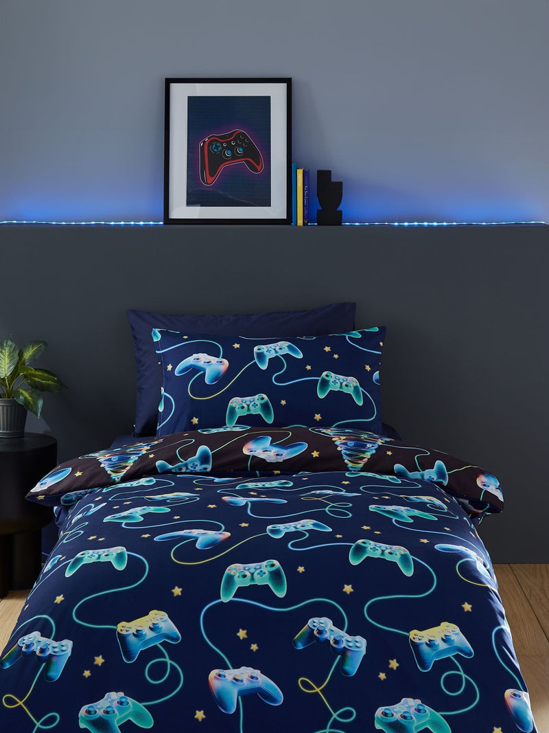 Catherine Lansfield Navy Christmas Gamer duvet cover set - British product