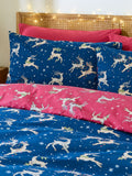 Their Nibs Blue Christmas Reindeer duvet cover set (British brand)