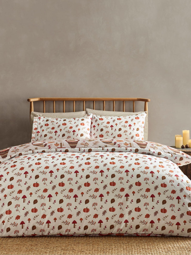 Catherine Lansfield natural autumn woodland gonks duvet cover set - British product