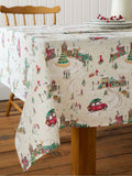 Catherine Lansfield Natural Christmas Town cotton tablecloth 137cm x 229cm - British product