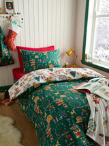 Belle & Boo Green Christmas Fairground Cotton Duvet Cover Set