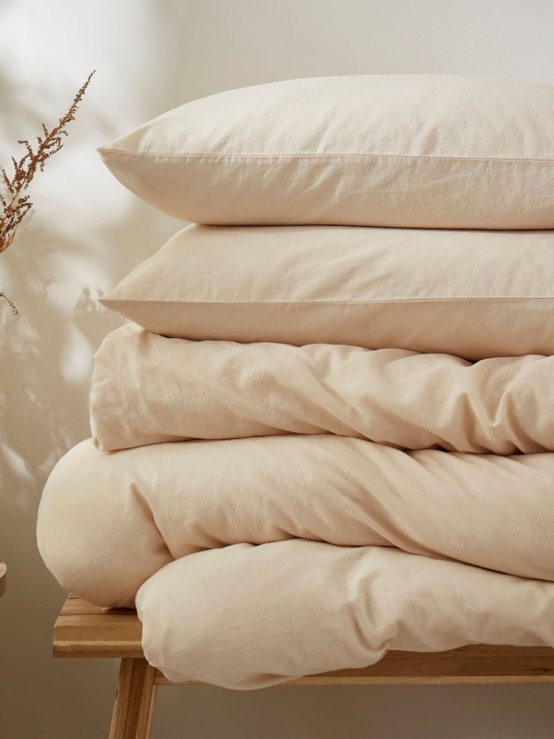 Martex Cream Almond Touch of Linen Duvet Cover Set