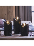 Lights4fun TruGlow black dripping wax LED candle trio 15cm, UK version