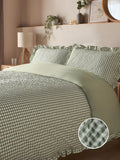 Silentnight Sage Gingham Frill Duvet Cover Set (British brand)