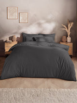 Silentnight Charcoal Cotton Rich T180 Washed Duvet Set