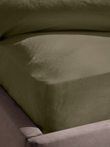 Silentnight Sage Cotton Rich T180 Washed Fitted Bed Sheet