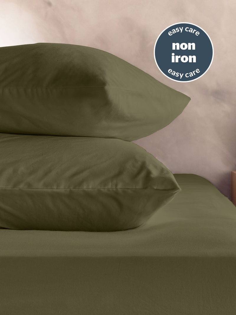 Silentnight sage cotton rich T180 washed fitted sheet (British brand)
