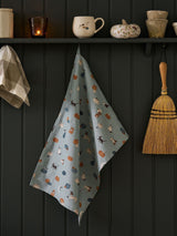 Sophie Allport Soft Teal Paws & Pumpkins Tea Towel ONE