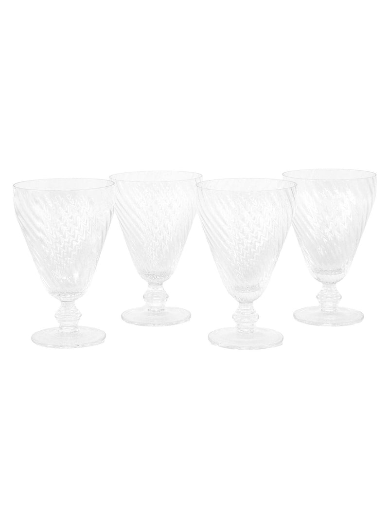 Gallery Home Set of 4 Clear Swirl Wine Glasses