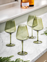 Gallery Home Green Set of 4 Smokey Wine Glasses