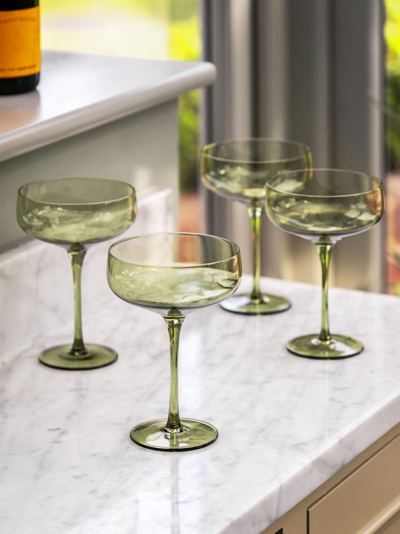 Gallery Home green smokey coupe glasses set of 4, UK version