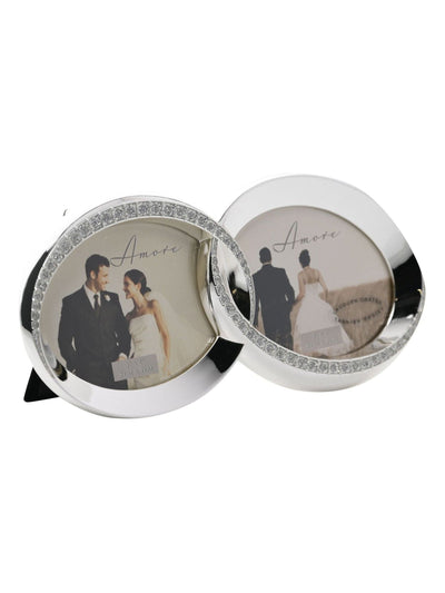 Amore Silverplated Crystal Double Rings Photo Frame