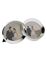 Amore Silverplated Crystal Double Rings Photo Frame
