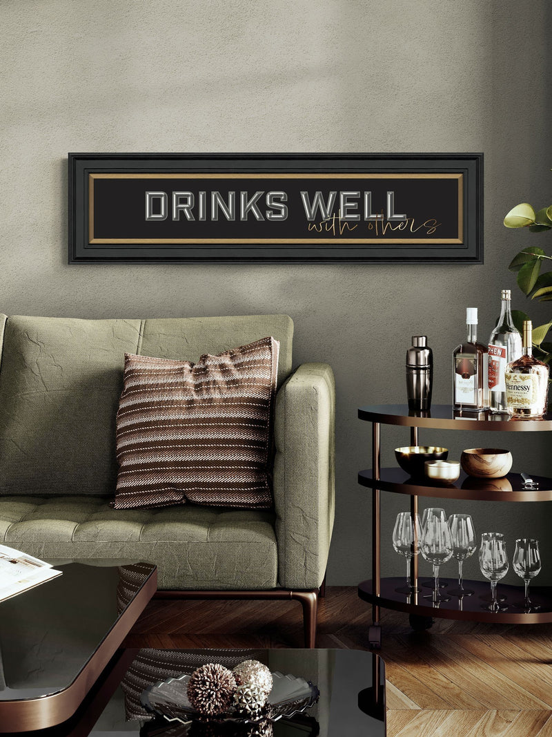 Artko Black Drinks Well with Others framed art 29x109x3cm - British product