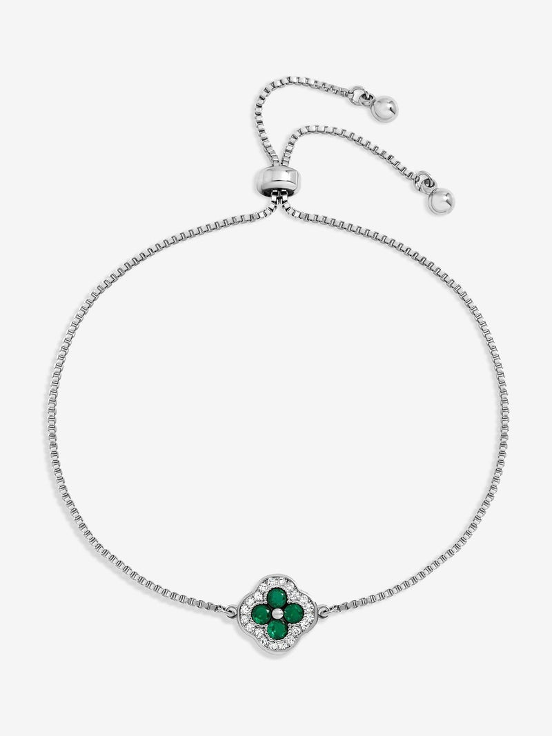 Jon Richard Silver Plated Emerald Clover Toggle Bracelet