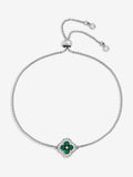 Jon Richard Silver Plated Emerald Clover Toggle Bracelet