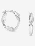 Simply Silver Silver Tone Sterling 925 Polished Soft Diamond Cut Twist Hoop Earrings
