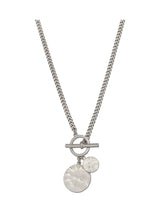AllSaints Silver Tone Disc Pendant Necklace 711mm
