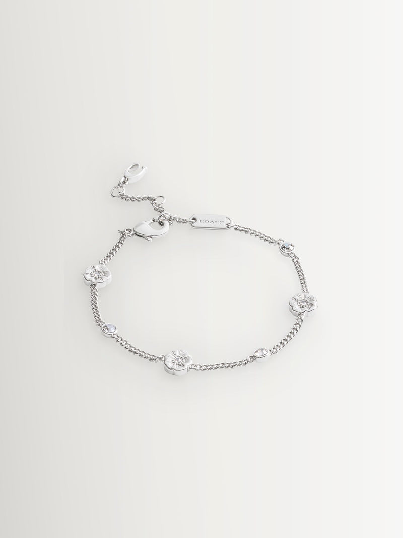 Coach silver tone signature tea rose strand bracelet - British product