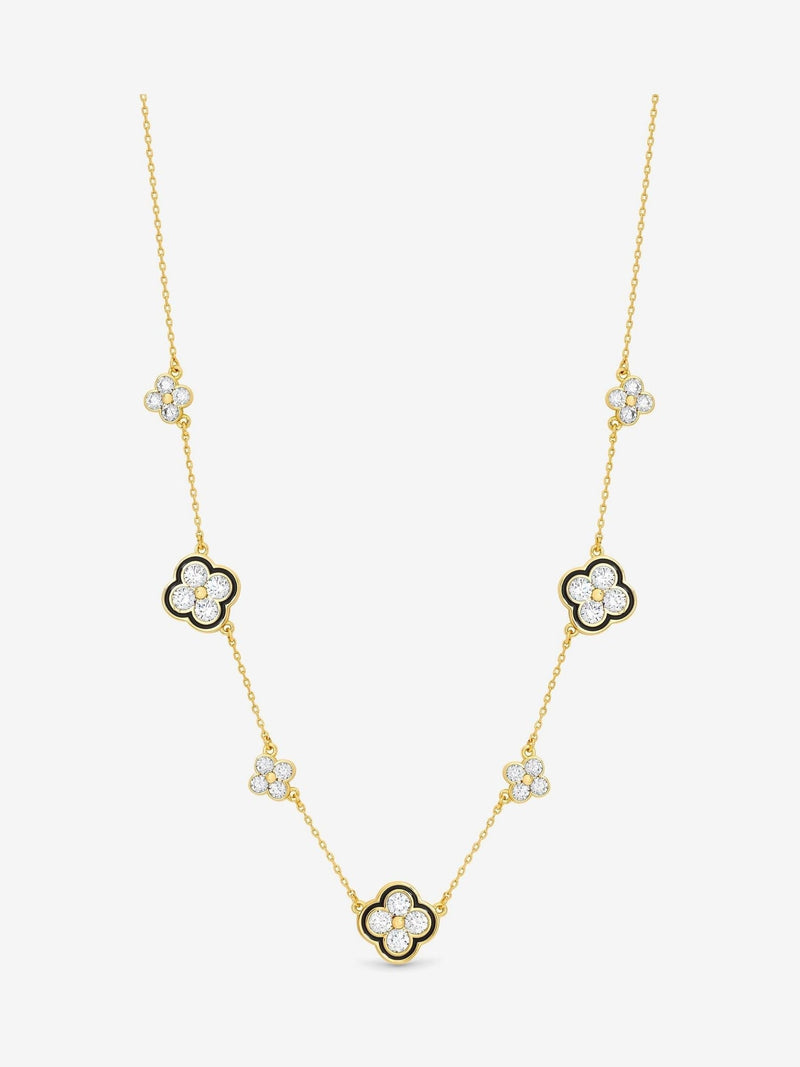 Jon Richard black jet crystal clover necklace 16 inch, UK version