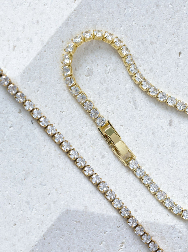 Jon Richard gold tone cubic zirconia round tennis bracelet 190.5mm, UK version