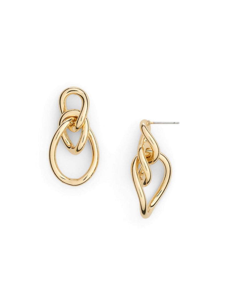 Gold Tone Open Link Drop Earrings with Complimentary Pouch