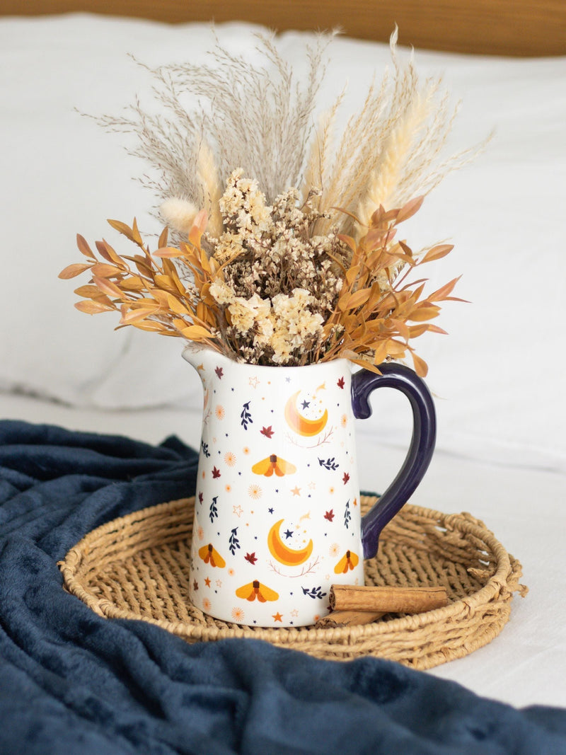 Something Different White Autumn Magic Harvest Moon Print Ceramic Flower Jug