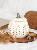Something Different White Leaf Cut Out Pumpkin Oil Burner and Wax Warmer 14cm