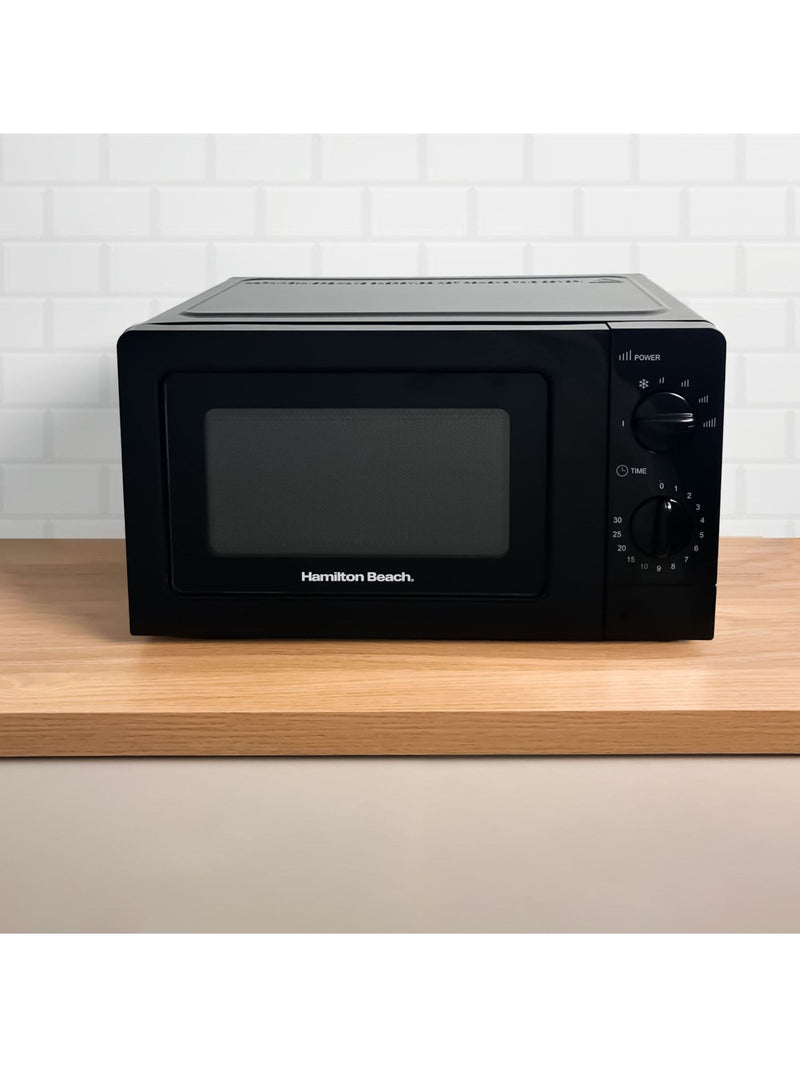 Hamilton Beach black microwave oven with glass door 20 litre, UK version