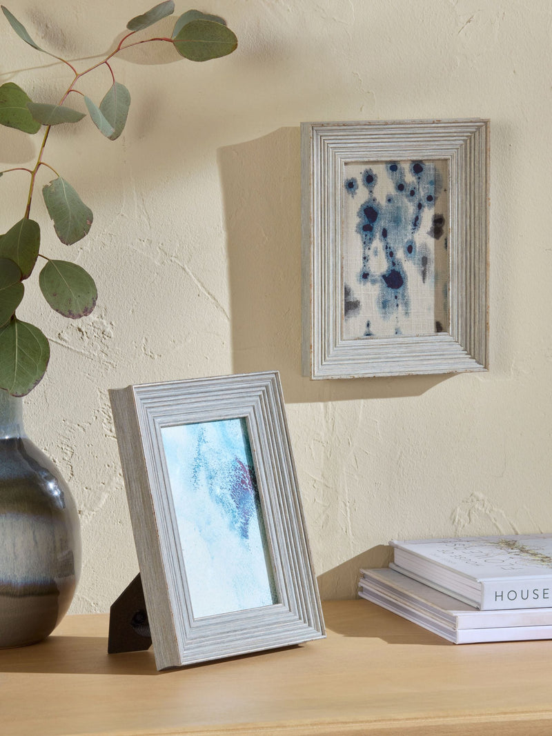 Grey Distressed Wood Effect Photo Frames - Set of 2