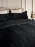 Madison black quilted velvet duvet cover and pillowcase set - British product