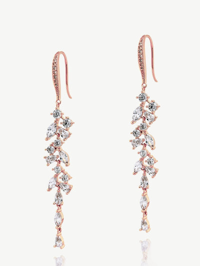 Ivory & Co Rose Gold Sandringham Crystal Cluster Drop Earrings