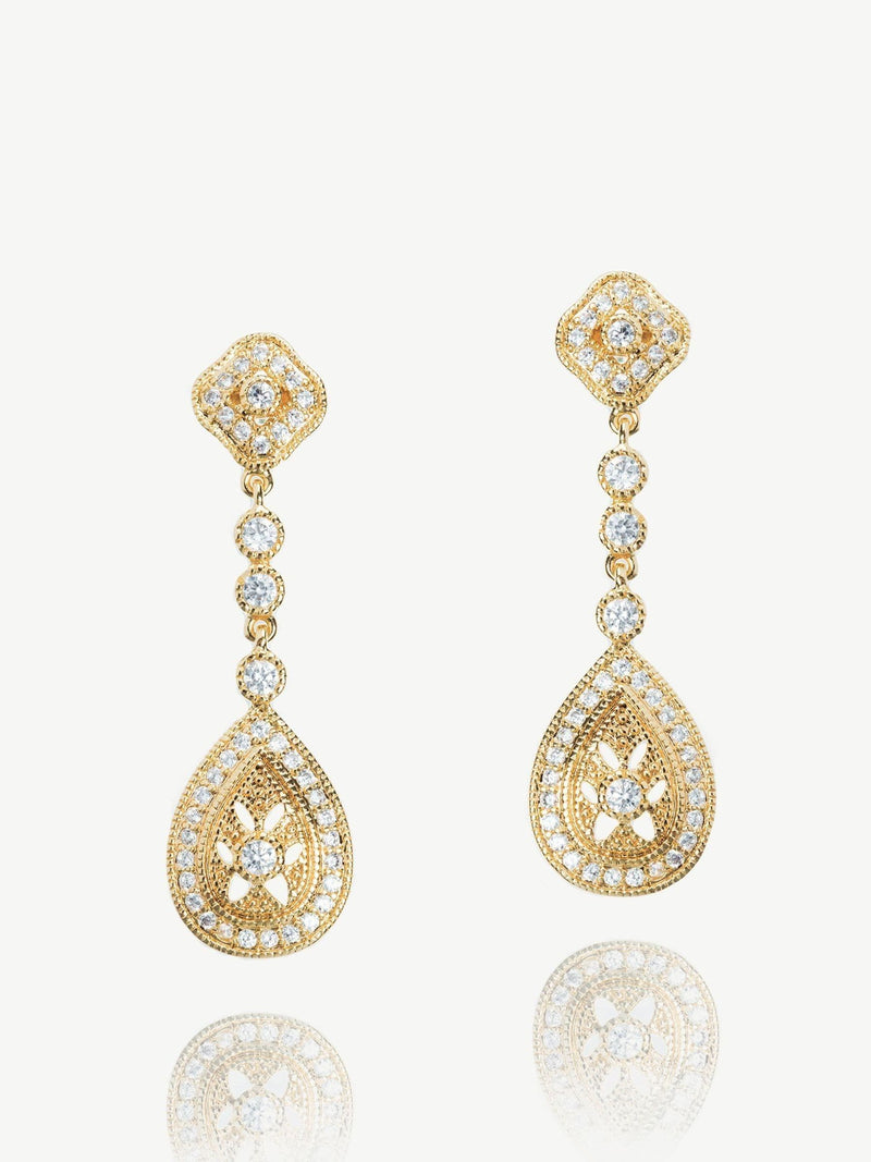 Ivory & Co Gold Moonstruck Crystal Pave Vintage Earrings, UK version