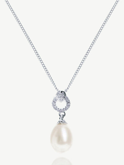 Ivory & Co Silver Stockholm Pearl Circle Drop Pendant Necklace with 2cm Pendant and 18cm Chain