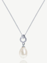 Ivory & Co Silver Stockholm Pearl Circle Drop Pendant Necklace with 2cm Pendant and 18cm Chain