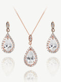 Ivory & Co rose gold and crystal teardrop pendant and earring set, UK version