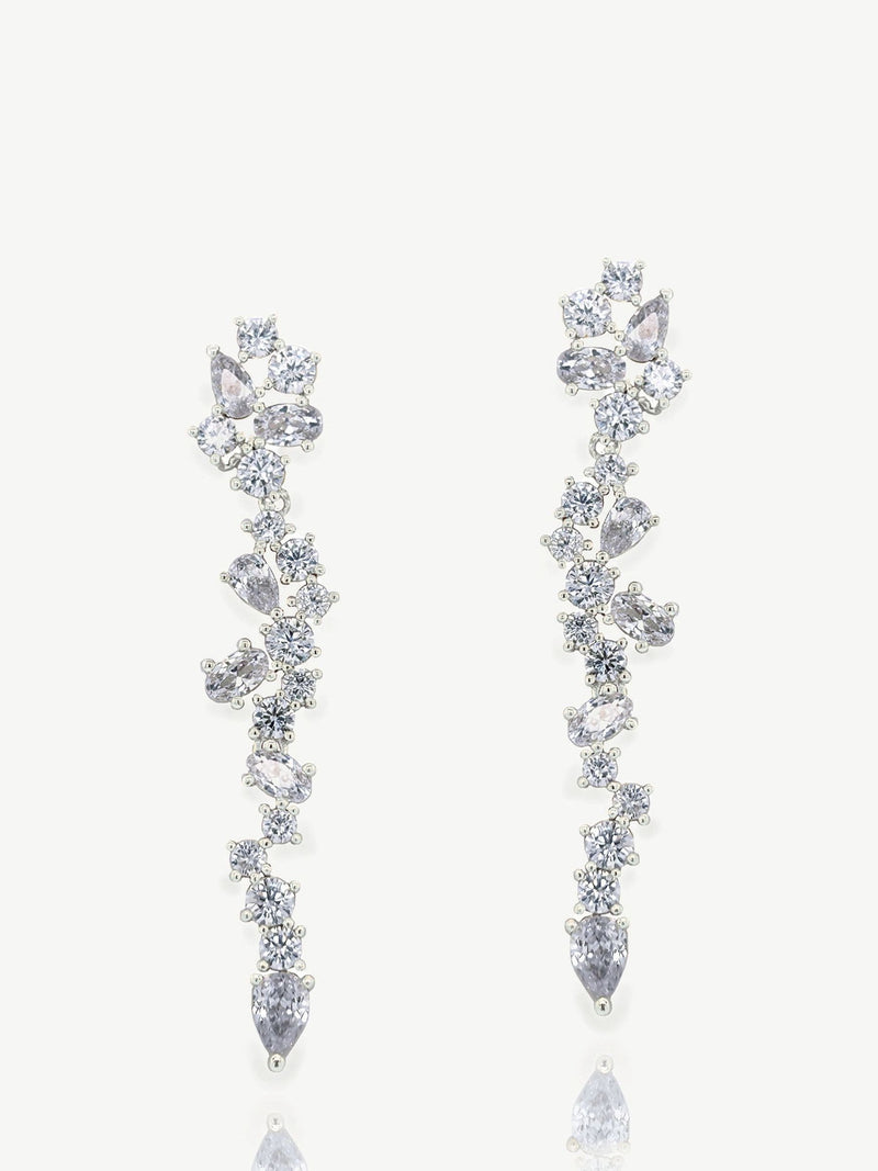 Ivory & Co Silver Islington Crystal Cluster Drop Earring