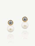 Ivory & Co Rose Gold Portland Solitaire Crystal and Pearl Earrings 1.8cm, UK version