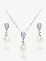 Ivory & Co Silver Serrano Pearl Classic Drop Earring and Pendant Set 2.5cm