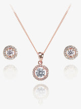 Ivory & Co Rose Gold Balmoral Crystal Dainty Pendant and Earrings Set