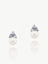 Ivory & Co Silver Classic Pearl And Crystal Earrings in Ivory, 1cm