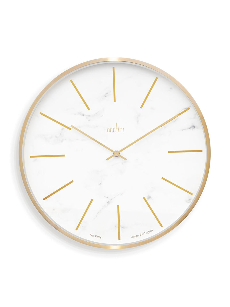 Acctim White Marble Luxe wall clock 30cm - British product