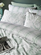 Laura Ashley Sage Green Reversible Tuileries Duvet Cover and Pillowcase Set
