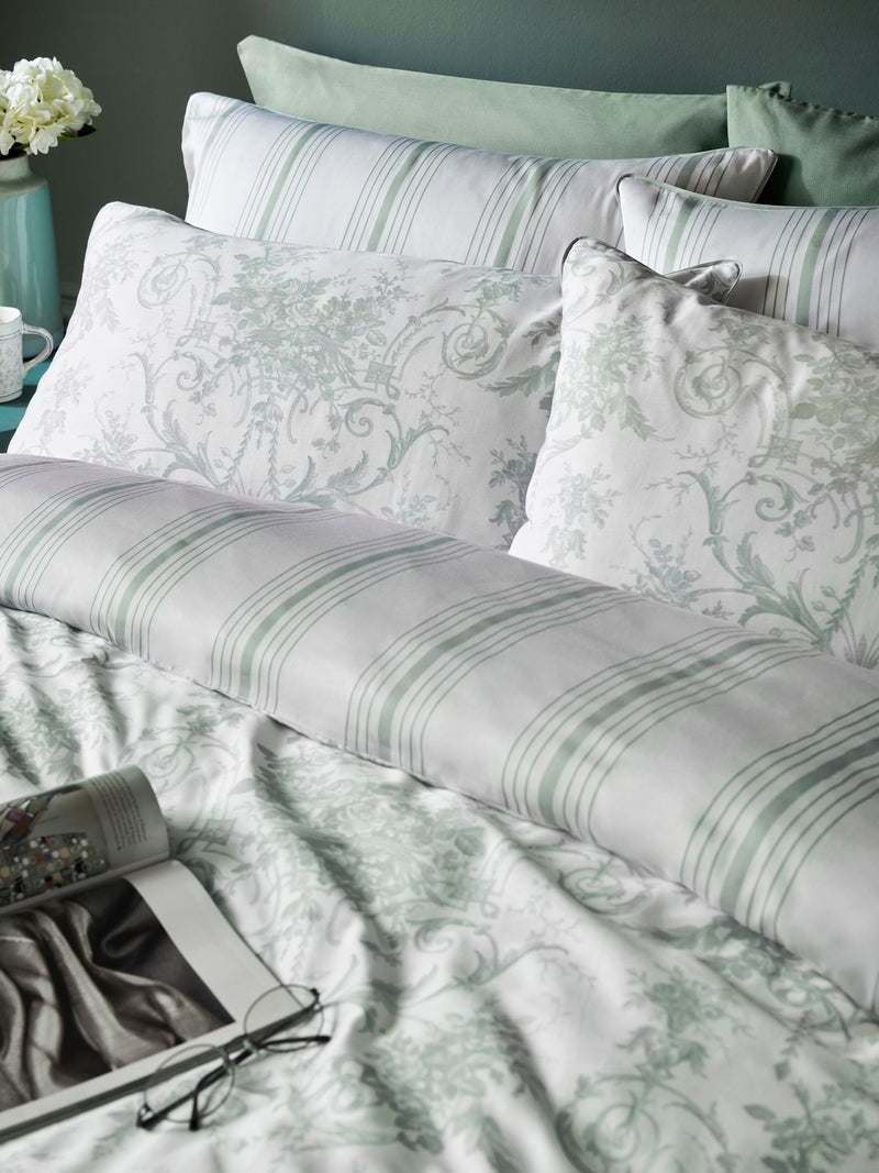 Laura Ashley Tuileries duvet cover set in sage green, UK version