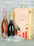 LeBonVin Bottega Sparkling Wine Duo Christmas Wood Gift Box