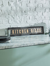Black and Gold Kitchen Disco Slogan Framed Wall Art, 14x71cm